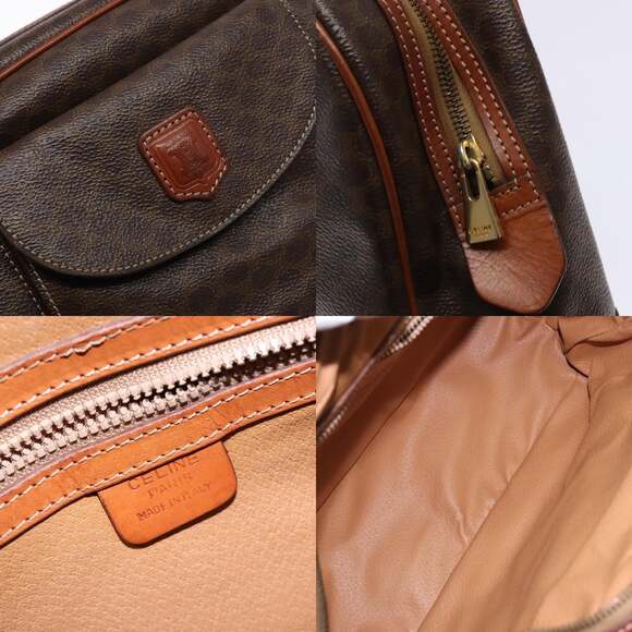 CELINE Macadam Canvas Hand Bag Pvc Leather Brown Gold - Picture 11 of 13